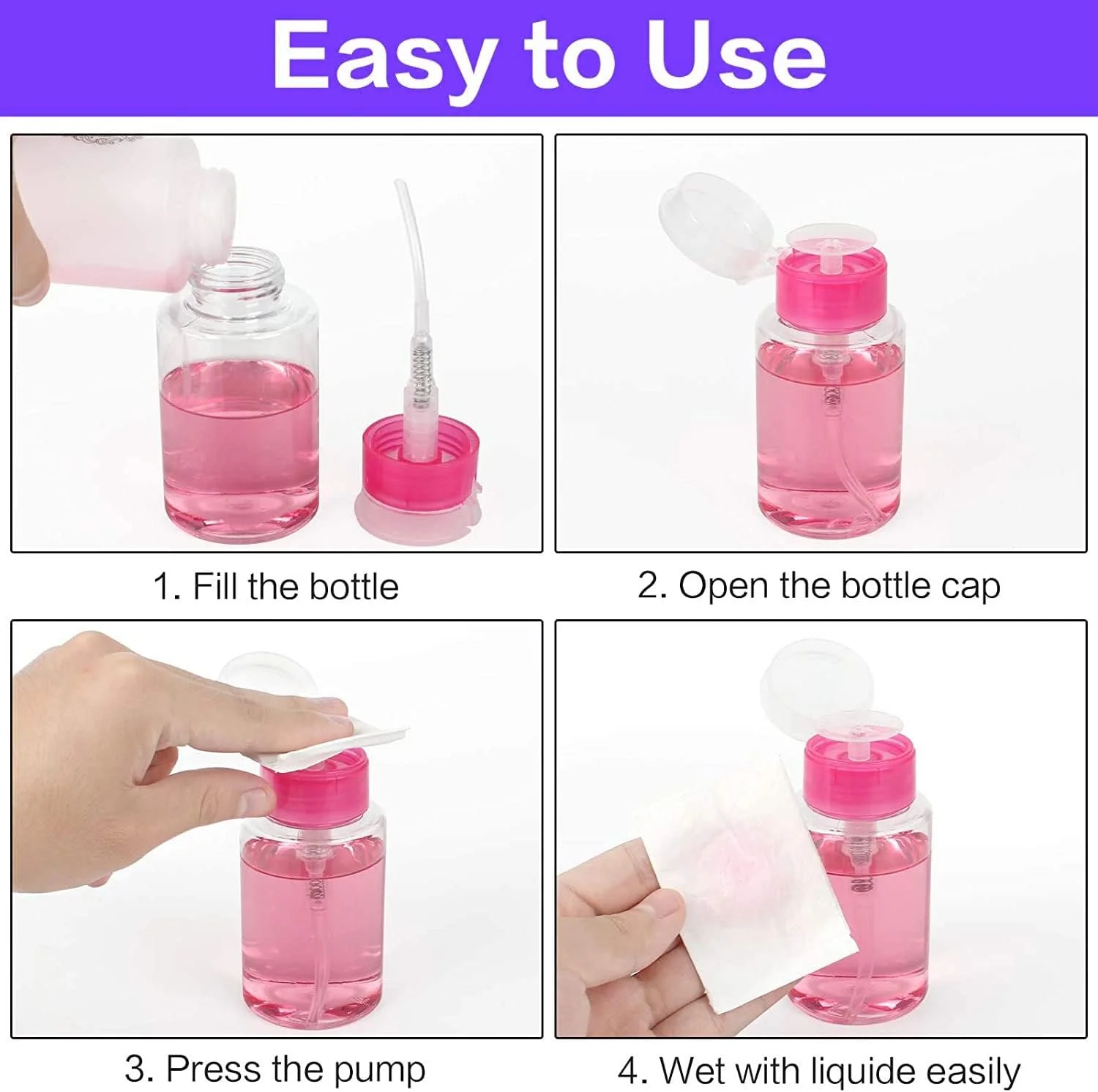 ظرف پمپ دار لاک پاک کن اکسفور، 180 میلی لیتر، بطری فشاری برای پاک کننده، ظرف مایع مسافرتی برای لاک و پاک کننده آرایش، ابزار طراحی ناخن، ست مسافرتی (6 عددی) ظرف پمپ دار لاک پاک کن اکسفور، 180 میلی لیتر، بطری فشاری برای پاک کننده، ظرف مایع مسافرتی برای لاک و پاک کننده آرایش، ابزار طراحی ناخن، ست مسافرتی (6 عددی)