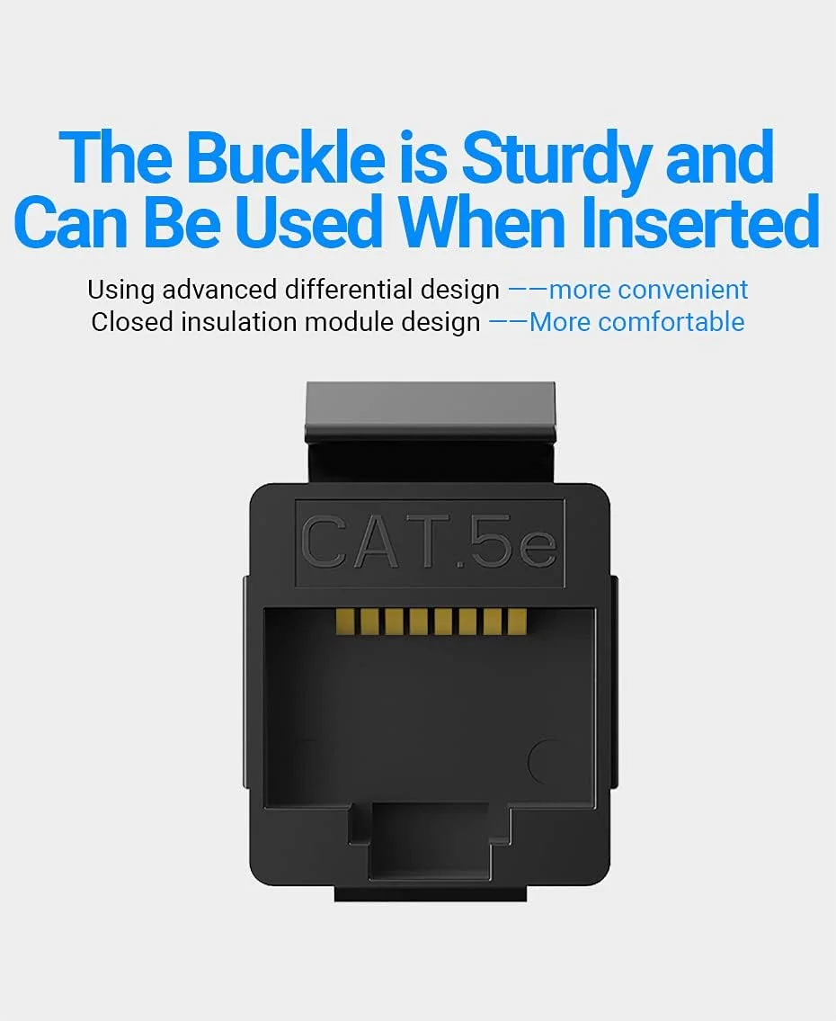 کانکتور Cat5E وention، دوشاخه سر کابل اترنت ماژولار RJ45، کانکتور شبکه محافظ Cat 5E برای کابل اترنت RJ45 (بسته 5 عددی)