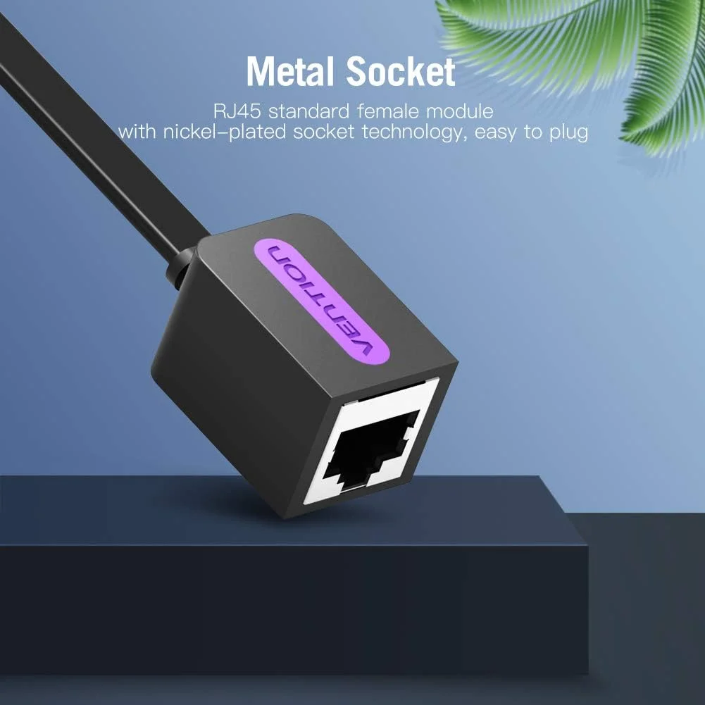 کابل افزایش طول شبکه RJ45 Cat7 LAN و اترنت VENTION با سرعت انتقال داده کامل - 10 گیگابیت بر ثانیه، SF/FTP، کابل های RJ45 شیلددار نر به مادگی (8 متر/26 فوت)