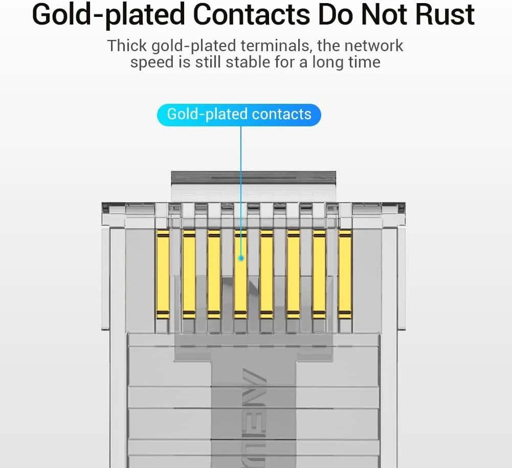 اتصالات شبکه اترنت VENTION، پلاگ ماژولار RJ45 (Cat.6 UTP، بسته 50 عددی) - شفاف