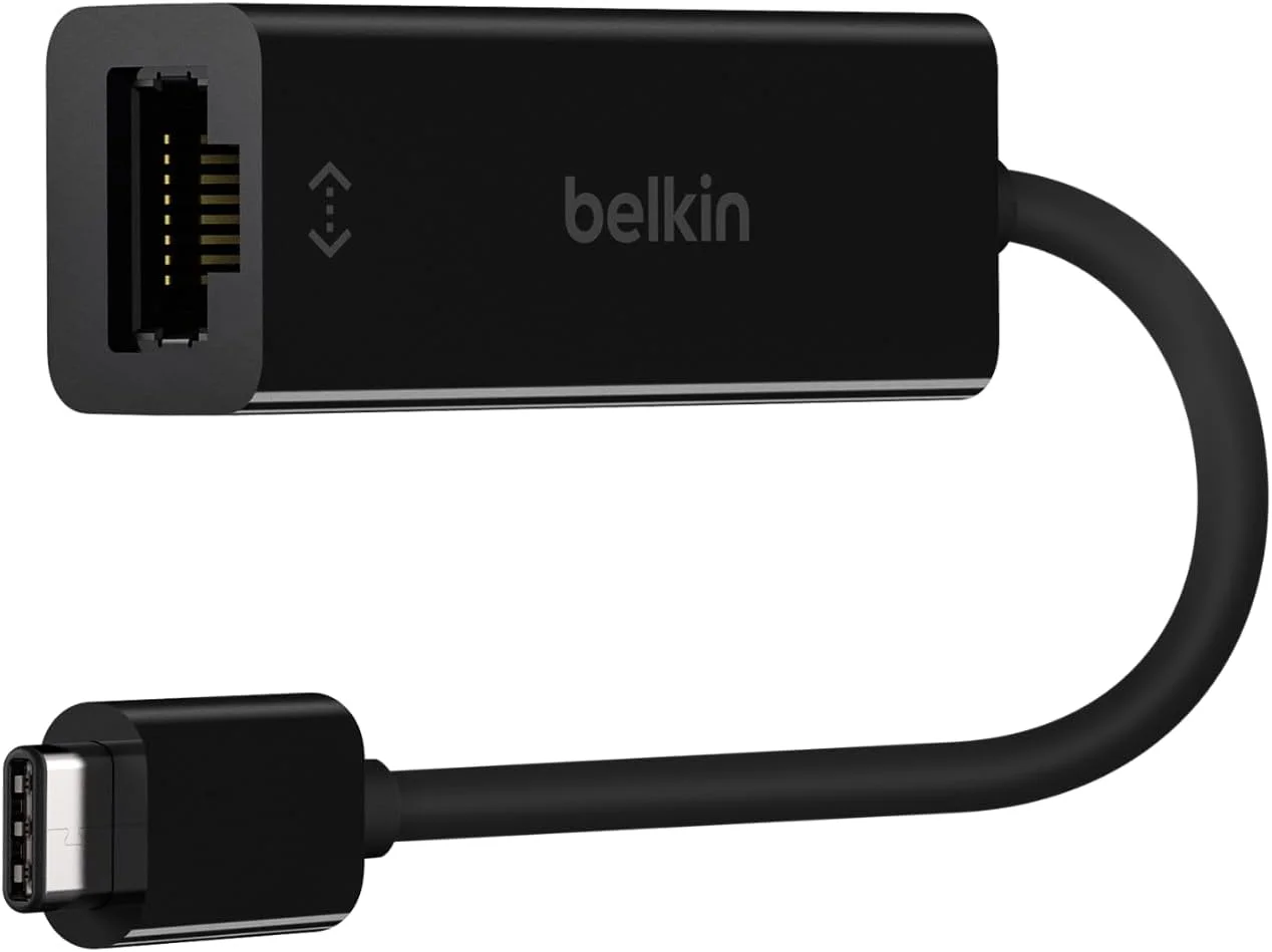 آداپتور USB-C به گیگابیت اترنت بلکین دارای گواهینامه USB-IF، سازگار با دستگاه های USB-C از جمله مک بوک جدید، مک بوک پرو (2016)، XPS و کروم بوک پیکسل (F2Cu040Btblk)