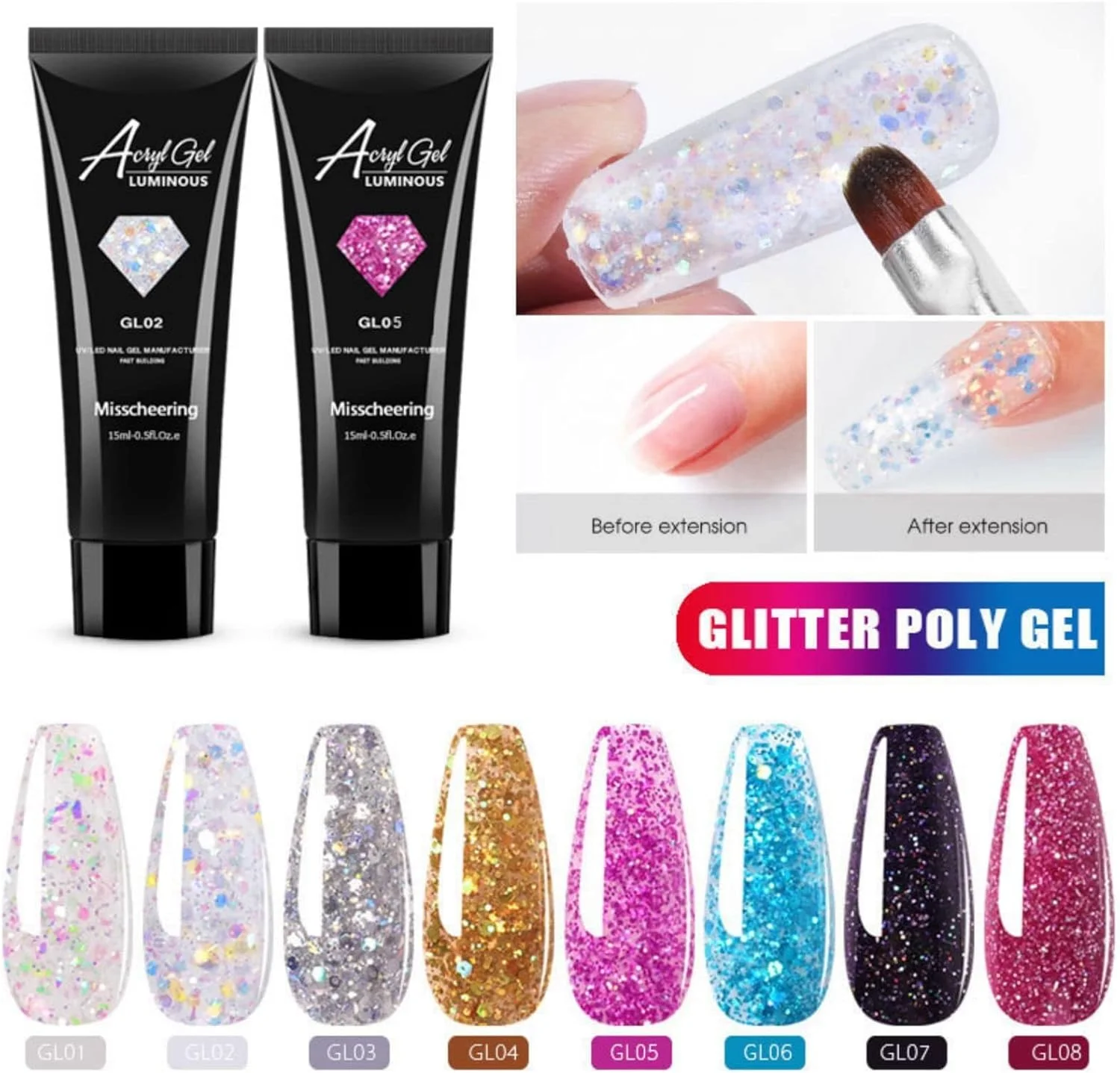 کیت اکستنشن ناخن KASTWAVE با 8 رنگ اکلیلی، ست سازنده پلی آکریلیک 15 میلی لیتری برای مبتدیان و متخصصان هنر ناخن کیت اکستنشن ناخن KASTWAVE با 8 رنگ اکلیلی، ست سازنده پلی آکریلیک 15 میلی لیتری برای مبتدیان و متخصصان هنر ناخن