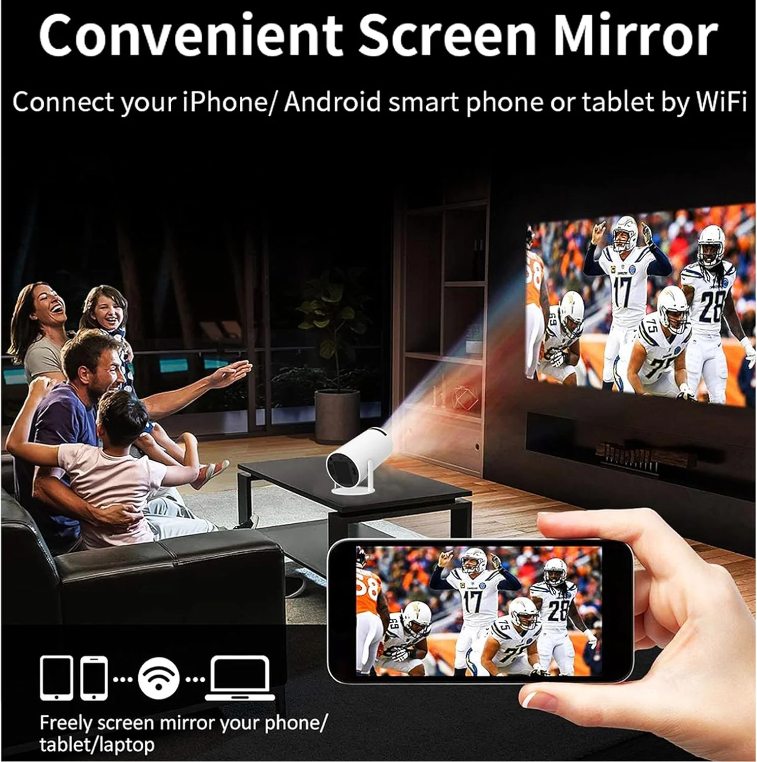 پروژکتور هوشمند HD توشیونیکس با اندروید، 120 انسی لومن، طراحی چرخشی 180 درجه، پروژکتور قابل حمل 4K، پروژکتور WiFi و بلوتوث، نمایشگر 130 اینچی، تجربه صفحه نمایش بزرگ با صدای 360