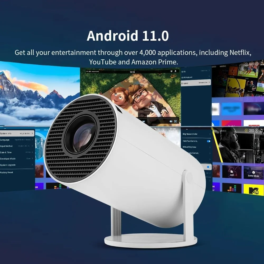 پروژکتور مینی Wownect مدل HY300 با تصحیح خودکار کیستون، پشتیبانی از 4K 1080P، پروژکتور قابل حمل، پروژکتور هوشمند 200 ANSI با وای فای 2.4/5G، اندروید 11.0، صفحه نمایش 130 اینچی برای ویدیو در فضای باز و منزل پروژکتور مینی Wownect مدل HY300 با تصحیح خودکار کیستون، پشتیبانی از 4K 1080P، پروژکتور قابل حمل، پروژکتور هوشمند 200 ANSI با وای فای 2.4/5G، اندروید 11.0، صفحه نمایش 130 اینچی برای ویدیو در فضای باز و منزل
