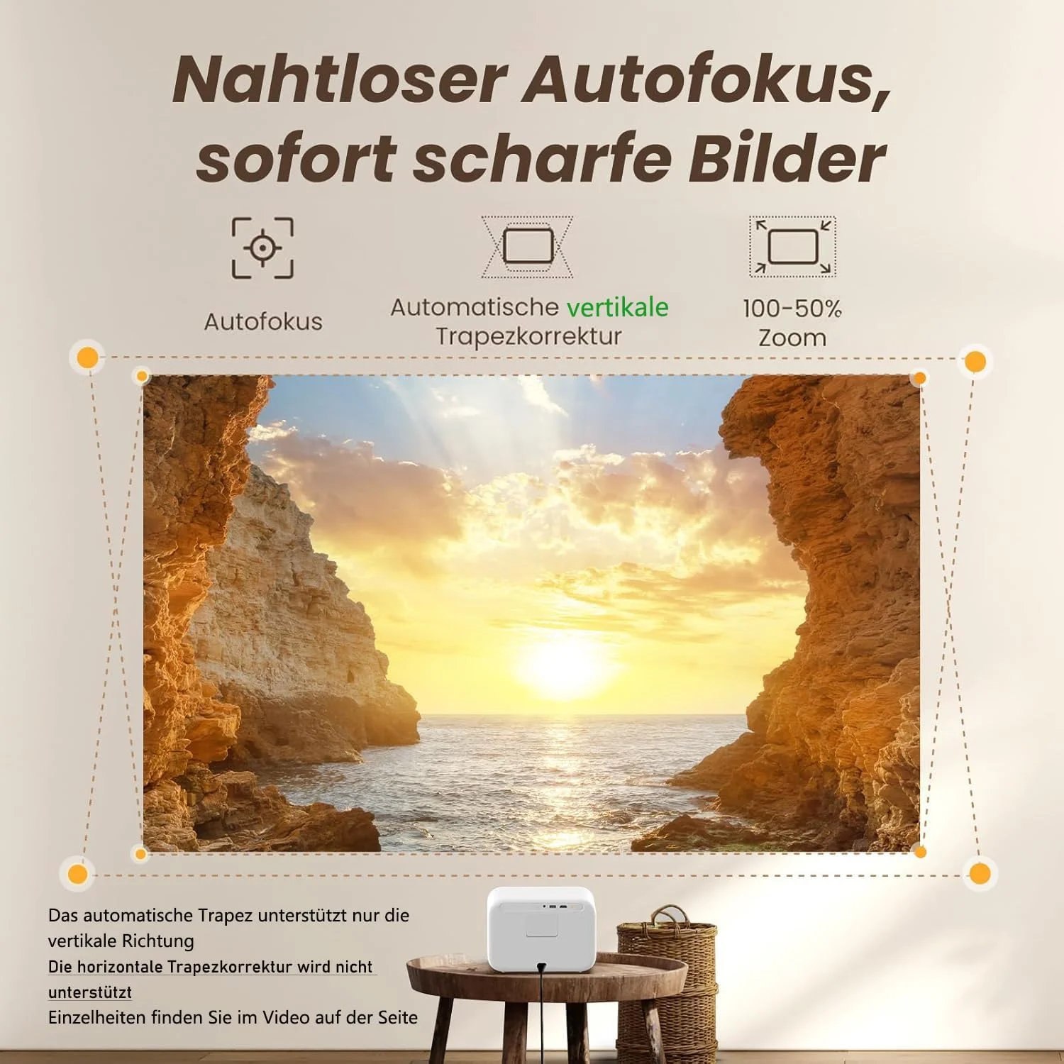 پروژکتور صدا JBL، پروژکتور اصلی 1080P با روشنایی 850 انسی لومن، پروژکتور ویدئویی با فوکوس خودکار یکپارچه Yaber L2s، پروژکتور LED با WiFi 6 و بلوتوث 5.1 سینمای خانگی برای تلفن همراه/لپ تاپ