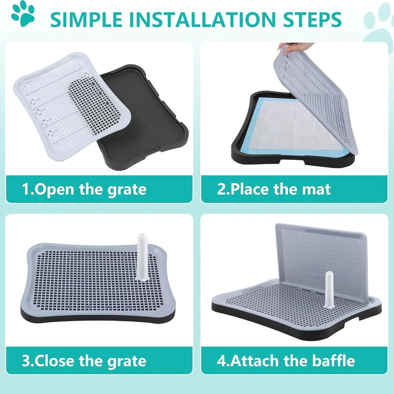 نگهدارنده پد ادرار Beauenty، سینی توالت سگ با نگهدارنده پد ادرار، سینی توالت داخلی برای توله سگ و سگ های کوچک با دیوار ادرار، پایه های ضد لغزش، 5 * 49.5 * 59.5 سانتی متر، مشکی نگهدارنده پد ادرار Beauenty، سینی توالت سگ با نگهدارنده پد ادرار، سینی توالت داخلی برای توله سگ و سگ های کوچک با دیوار ادرار، پایه های ضد لغزش، 5 * 49.5 * 59.5 سانتی متر، مشکی