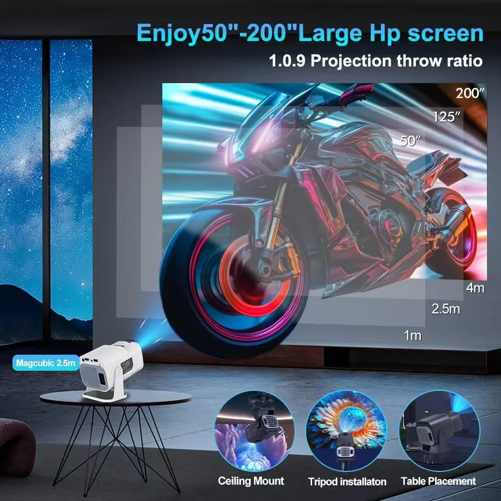 پروژکتور مینی، پروژکتور هوشمند با قابلیت تنظیم خودکار کیستون 1080P/4K، صفحه نمایش 30 تا 130 اینچ، چرخش 180 درجه، پروژکتور فیلم هوشمند اندروید 11.0، پروژکتور خانگی با سیستم عامل اندروید 11.0، با WiFi 6 BT 5.0 (سفید) پروژکتور مینی، پروژکتور هوشمند با قابلیت تنظیم خودکار کیستون 1080P/4K، صفحه نمایش 30 تا 130 اینچ، چرخش 180 درجه، پروژکتور فیلم هوشمند اندروید 11.0، پروژکتور خانگی با سیستم عامل اندروید 11.0، با WiFi 6 BT 5.0 (سفید)