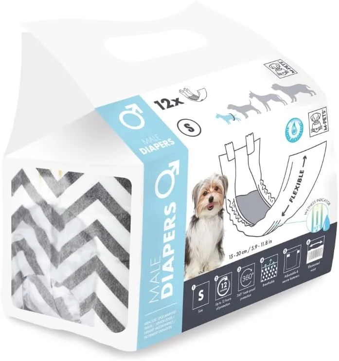 پوشک سگ نر M-PETS سایز S بسته 12 عددی پوشک سگ نر M-PETS سایز S بسته 12 عددی