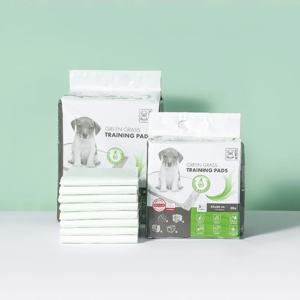 پدهای آموزشی سگ چمن سبز ام‌پتس، پدهای جاذب ادرار توله سگ، ضد نشت برای آموزش دستشویی، 60x60 سانتی‌متر (بسته 30 عددی)