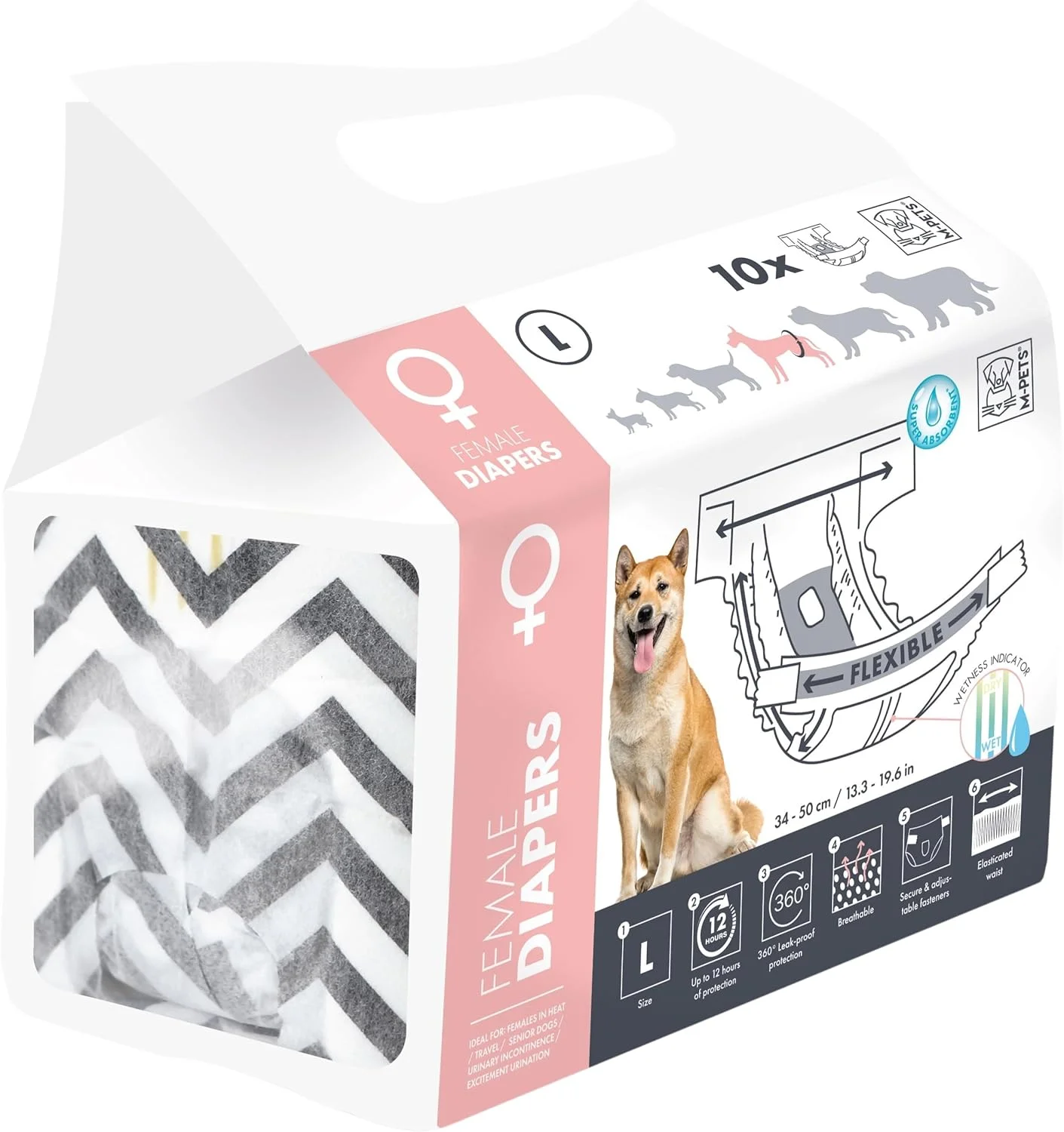 پوشک سگ ماده ام پتز سایز بزرگ بسته 10 عددی پوشک سگ ماده ام پتز سایز بزرگ بسته 10 عددی