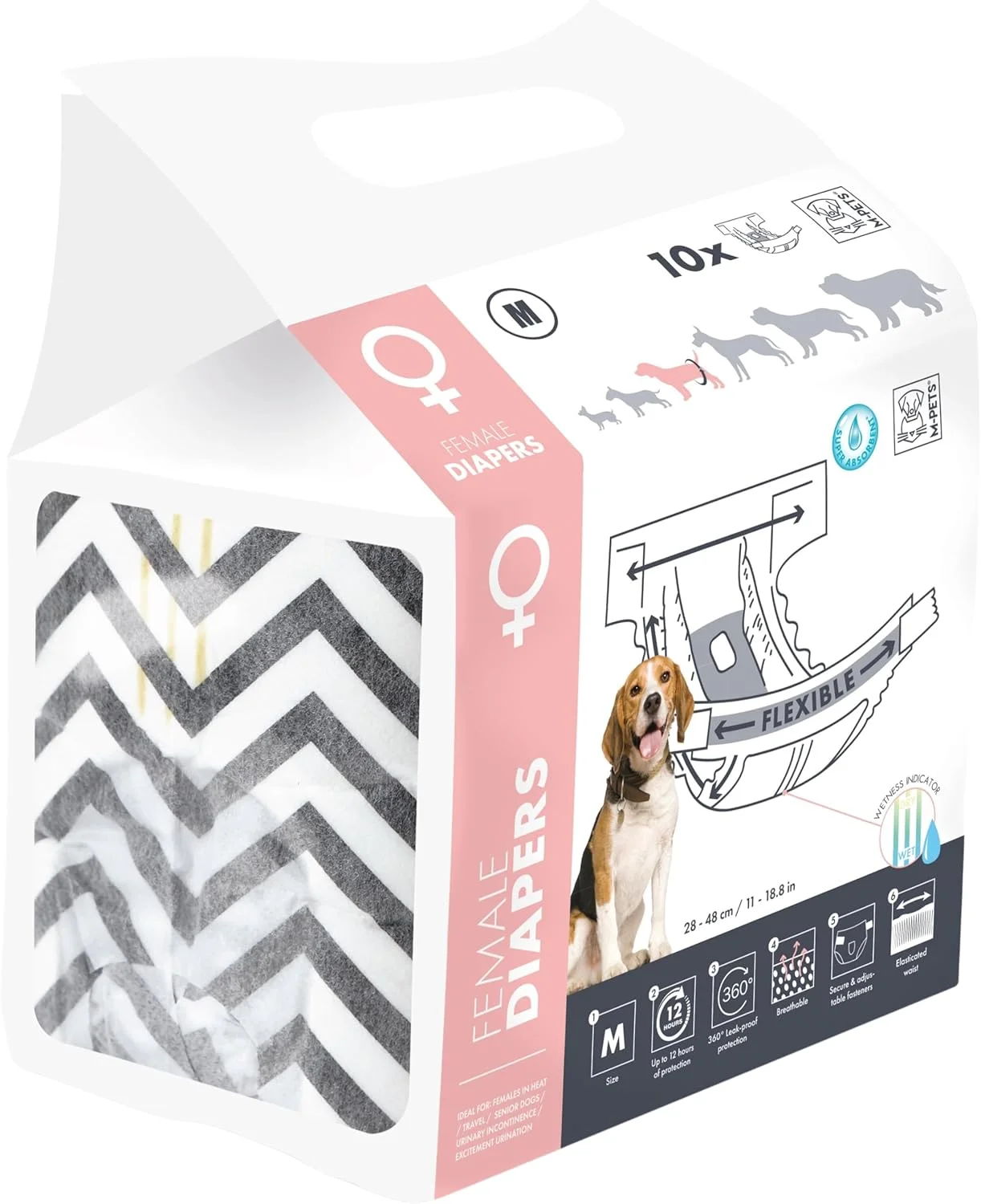 پوشک سگ ماده ام-پت سایز M بسته 10 عددی پوشک سگ ماده ام-پت سایز M بسته 10 عددی