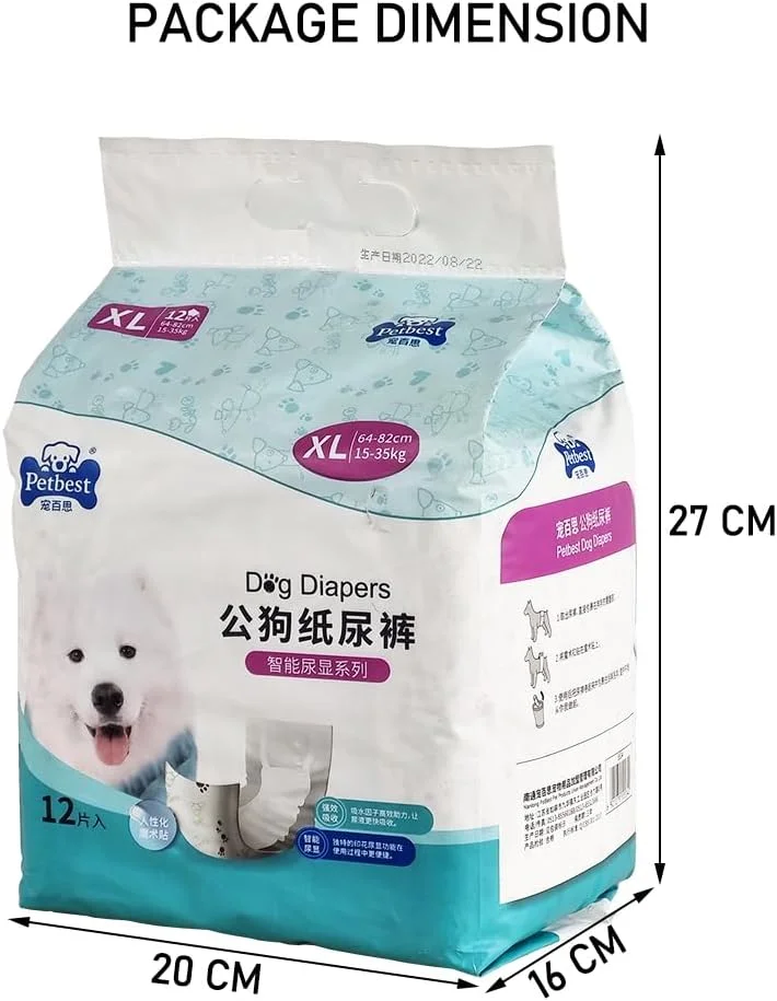 پوشک سگ نر سایز ایکس لارج برای سگ های بالغ، پوشک یکبار مصرف سگ با قابلیت تشخیص ادرار، کشش الاستیک، جاذب و طراحی ضد نشت، ایده آل برای دوران نقاهت بعد از جراحی و بی اختیاری ادرار 15-35 کیلوگرم (12 عدد) پوشک سگ نر سایز ایکس لارج برای سگ های بالغ، پوشک یکبار مصرف سگ با قابلیت تشخیص ادرار، کشش الاستیک، جاذب و طراحی ضد نشت، ایده آل برای دوران نقاهت بعد از جراحی و بی اختیاری ادرار 15-35 کیلوگرم (12 عدد)