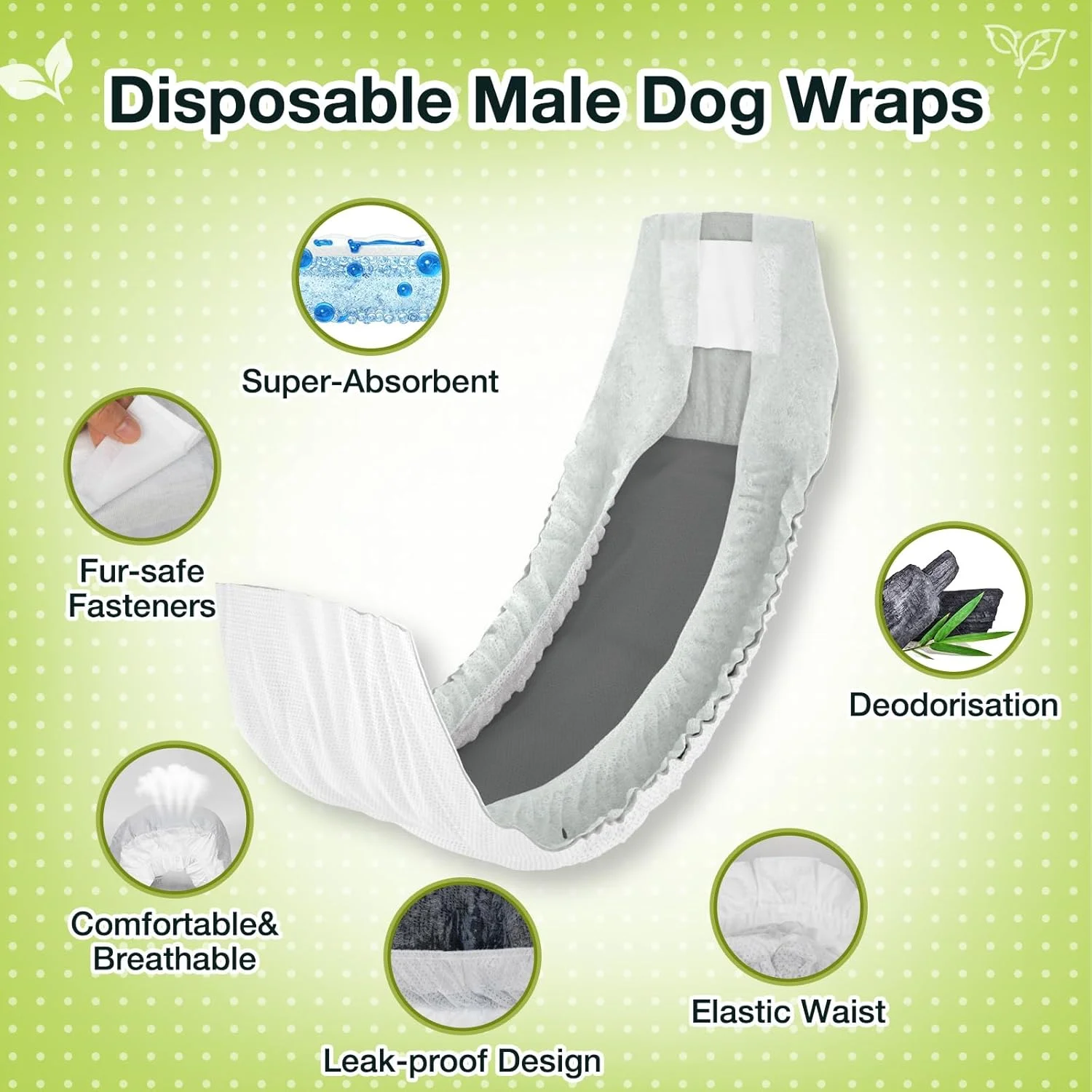 پوشک سگ نر Dono، بسته 24 عددی، کمربند شکمی سگ نر، پوشک سگ نر، فوق العاده جاذب، ضد نشت، پوشش سگ برای بی اختیاری، مسافرت، ادرار هیجانی، فحلی، مشکلات نشانه گذاری