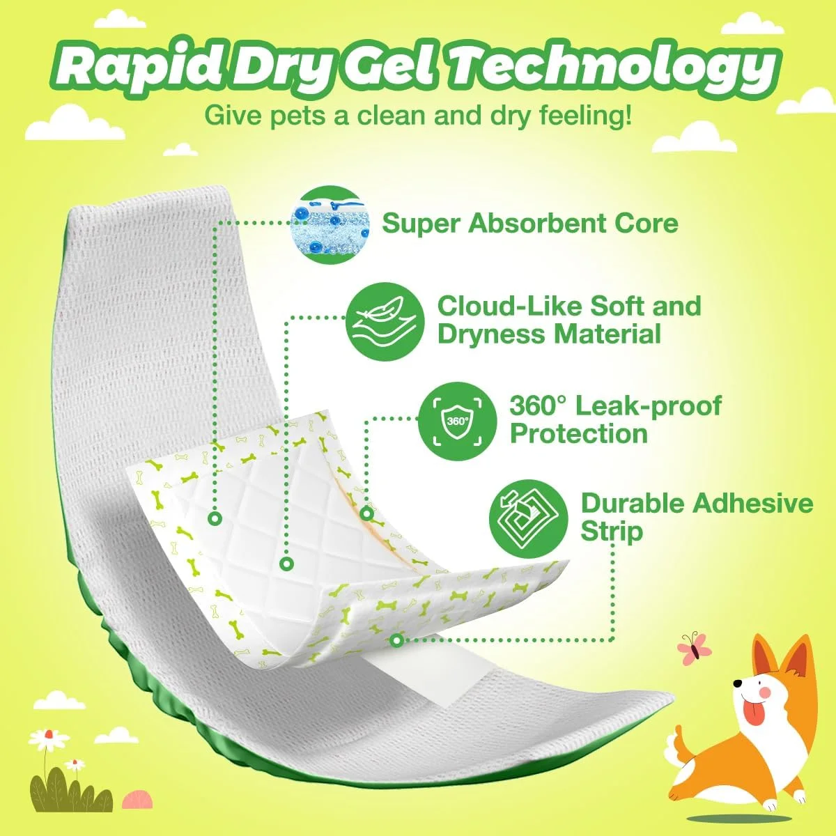 پدهای پوشکی سگ Dono برای سگ های نر و ماده، پدهای تقویت کننده فوق العاده جاذب، 150 عددی یکبار مصرف، مناسب برای باندهای شکمی نرانه قابل استفاده مجدد، پوشک، شورت های قاعدگی قابل شستشو (بلند) پدهای پوشکی سگ Dono برای سگ های نر و ماده، پدهای تقویت کننده فوق العاده جاذب، 150 عددی یکبار مصرف، مناسب برای باندهای شکمی نرانه قابل استفاده مجدد، پوشک، شورت های قاعدگی قابل شستشو (بلند)
