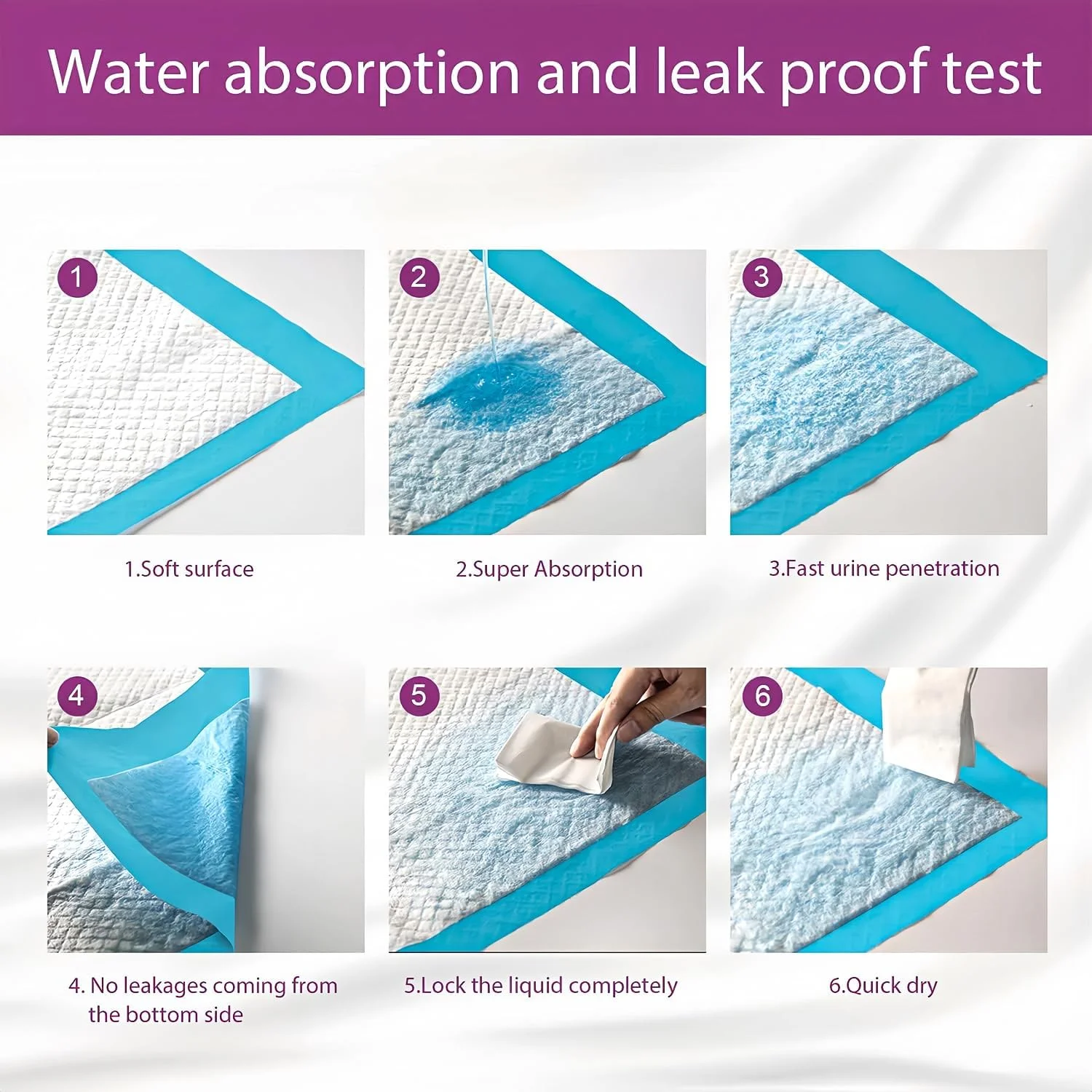 پدهای ادرار سگ Elalove - DTP-60x60-50-6 - پدهای آموزشی - آبی - نبافته - 6 لایه - 49.99 عدد