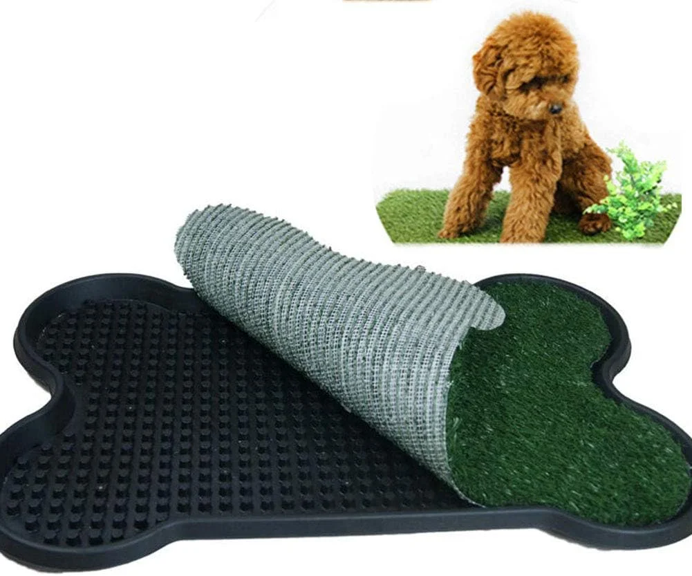 توالت چمن سگ ELEAMO طرح استخوان، آموزش دهنده دستشویی قابل حمل، نرم و راحت، بدون بو، چمن مصنوعی با دوام، ظرفیت بزرگ، چمن مصنوعی PP، پد آموزش ادرار توله سگ