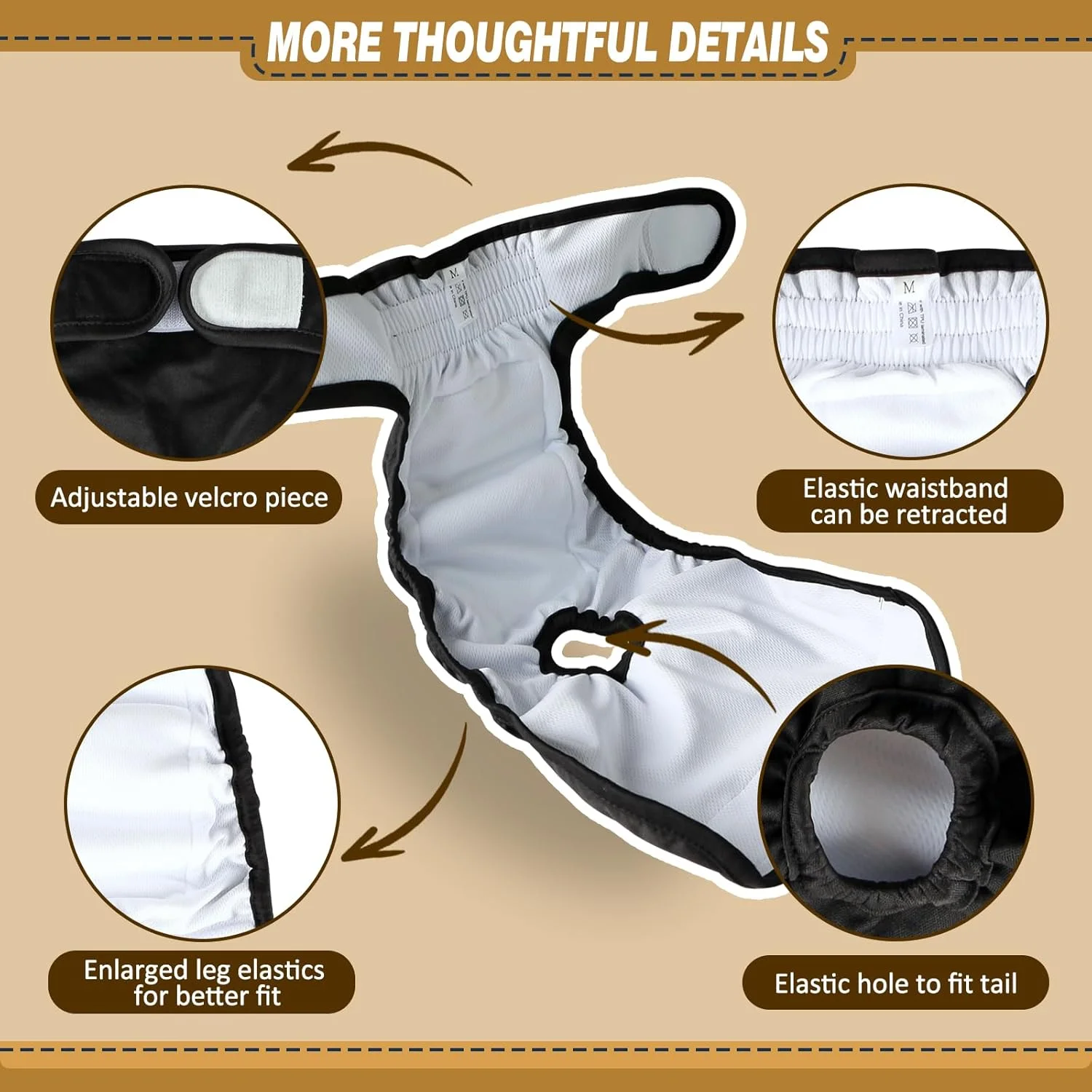 Hisprout Female Dog Nappy, Reusable, Washable, Durable Dog Nappies, Trousers, Black, S Hisprout Female Dog Nappy, Reusable, Washable, Durable Dog Nappies, Trousers, Black, S