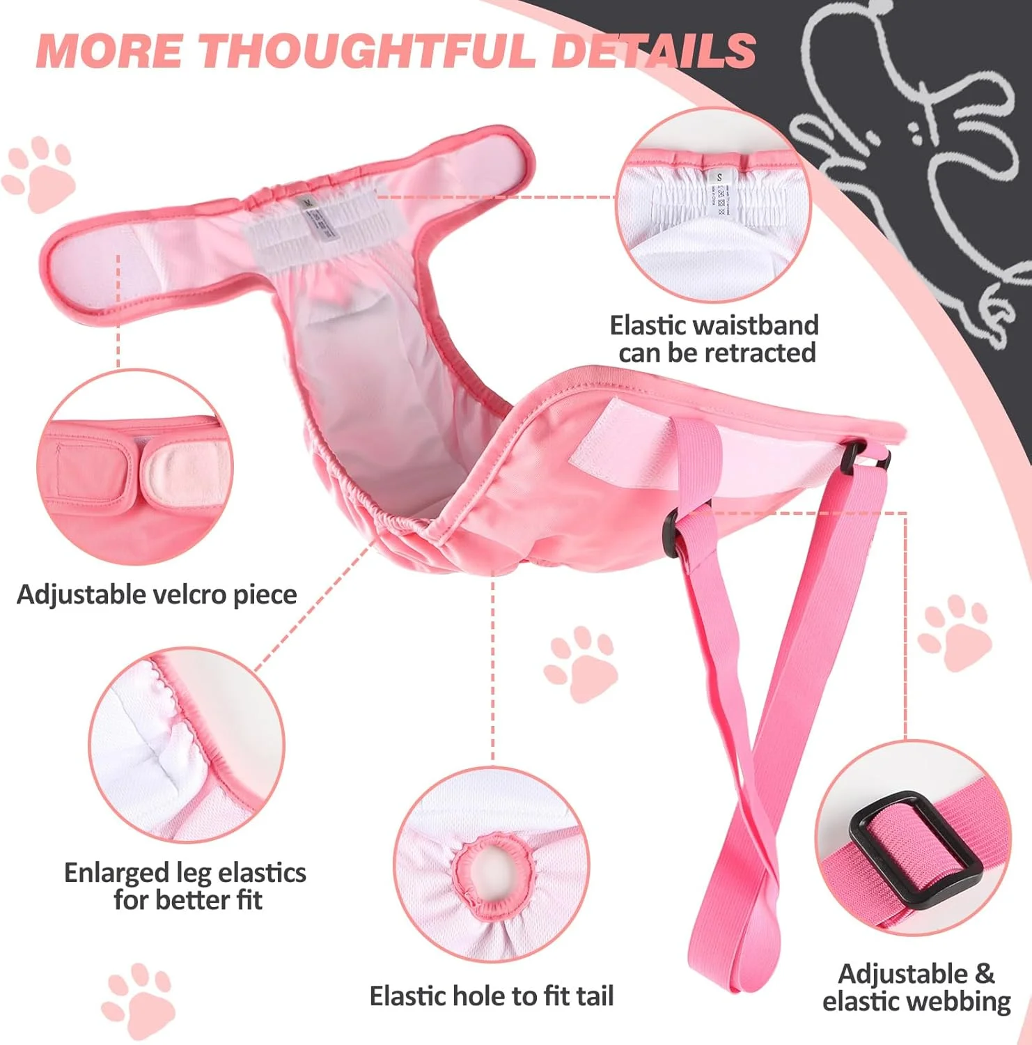 پوشک سگ ماده Hisprout، بسته 3 عددی، با بند شانه ای، قابل شستشو، تنفس پذیر و بادوام، شورت سگ برای فصل گرما، بی اختیاری ادرار (S، صورتی/بنفش/مشکی) پوشک سگ ماده Hisprout، بسته 3 عددی، با بند شانه ای، قابل شستشو، تنفس پذیر و بادوام، شورت سگ برای فصل گرما، بی اختیاری ادرار (S، صورتی/بنفش/مشکی)