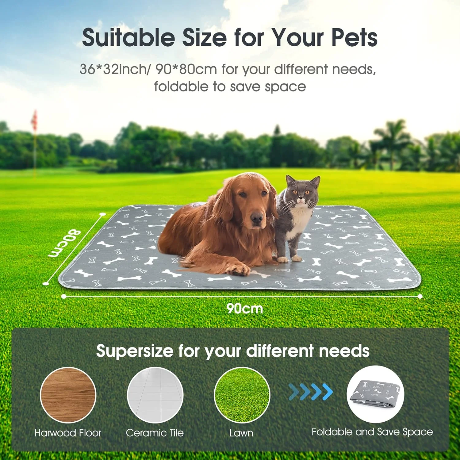 پدهای سگ قابل شستشو Hmseng، دو عدد، 90 x 80 سانتی متر، پدهای سگ قابل استفاده مجدد، پدهای آموزشی برای حیوانات خانگی، پدهای ادرار ضد لغزش و ضد آب برای گربه ها - خاکستری-قهوه ای پدهای سگ قابل شستشو Hmseng، دو عدد، 90 x 80 سانتی متر، پدهای سگ قابل استفاده مجدد، پدهای آموزشی برای حیوانات خانگی، پدهای ادرار ضد لغزش و ضد آب برای گربه ها - خاکستری-قهوه ای