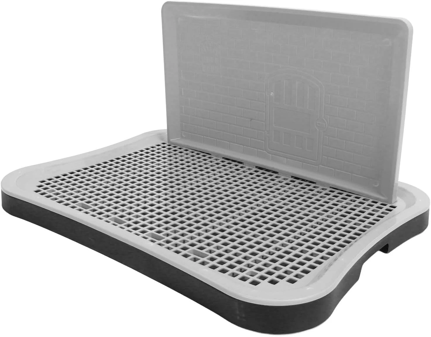 نگهدارنده پد ادرار سگ، سینی توالت آموزش سگ با ستون دیواری قابل جابجایی، نگهدارنده پد سگ برای سگ های کوچک و متوسط (آبی تیره) (مشکی)