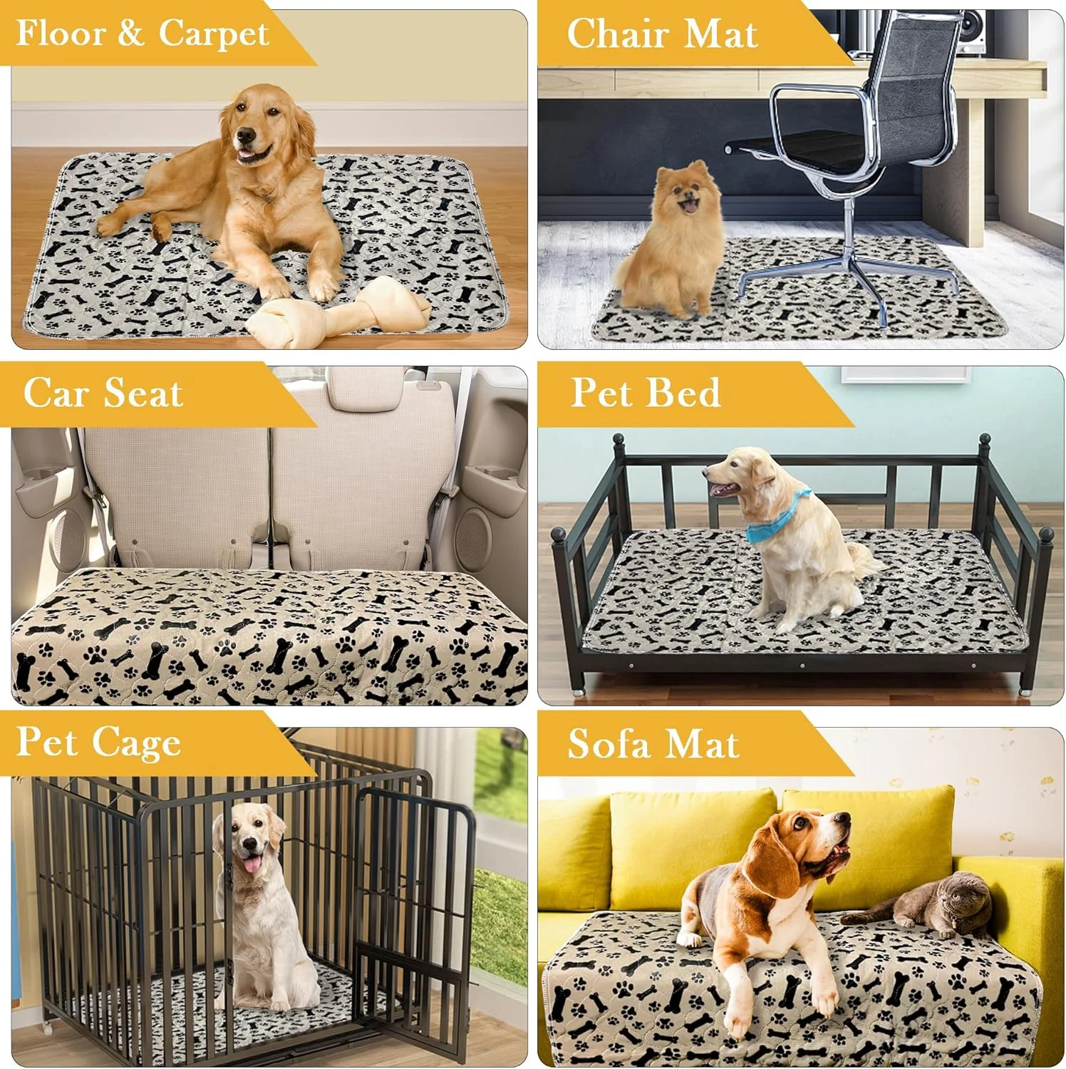 پدهای سگ قابل شستشو Hmseng، دو عدد، 90 x 80 سانتی متر، پدهای سگ قابل استفاده مجدد، پدهای آموزشی برای حیوانات خانگی، پدهای ادرار ضد لغزش و ضد آب برای گربه ها - خاکستری-قهوه ای پدهای سگ قابل شستشو Hmseng، دو عدد، 90 x 80 سانتی متر، پدهای سگ قابل استفاده مجدد، پدهای آموزشی برای حیوانات خانگی، پدهای ادرار ضد لغزش و ضد آب برای گربه ها - خاکستری-قهوه ای