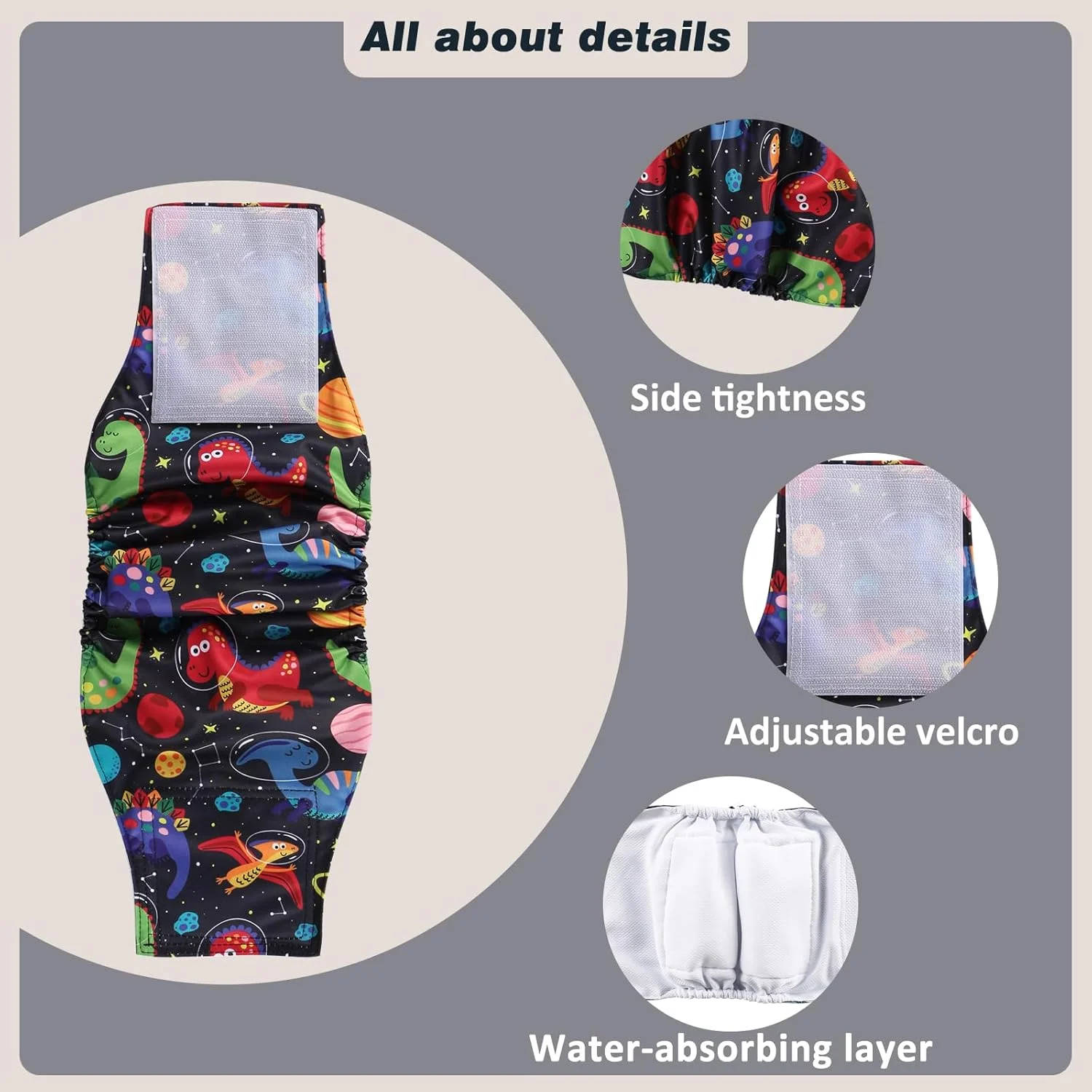 پوشک سگ نر قابل شستشو Hisprout، بسته 3 عددی دور کمر سگ نر با قدرت جذب فوق العاده، شورت بهداشتی برای سگ های کوچک، متوسط و بزرگ (نهنگ/ربات/دایناسور، M) پوشک سگ نر قابل شستشو Hisprout، بسته 3 عددی دور کمر سگ نر با قدرت جذب فوق العاده، شورت بهداشتی برای سگ های کوچک، متوسط و بزرگ (نهنگ/ربات/دایناسور، M)