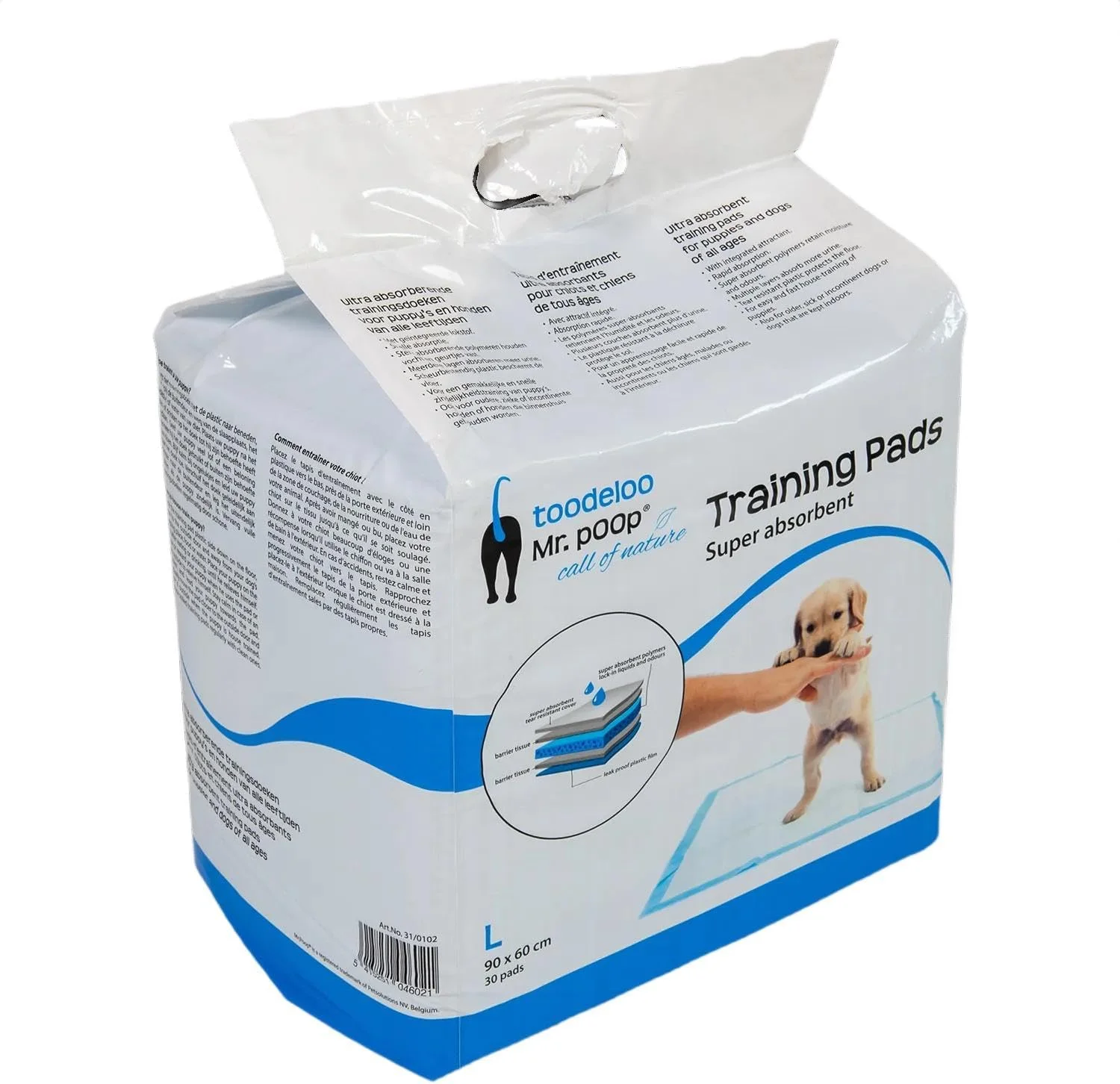 Mr Poop, 30 Pack Absorbent Pet Training Mat, Large Size, 90 x 60 cm, Non-Slip, Easy to Clean, Unspecified, Model Toodeloo Mr Poop, 30 Pack Absorbent Pet Training Mat, Large Size, 90 x 60 cm, Non-Slip, Easy to Clean, Unspecified, Model Toodeloo