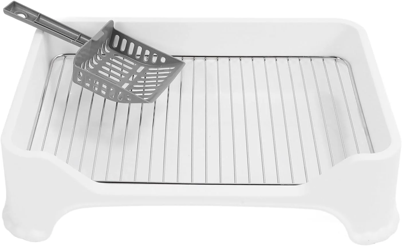 سینی توالت سگ، توالت آموزشی حیوانات خانگی با قابلیت جابجایی، نگهدارنده پد ادرار سگ، جعبه بستر سگ برای سگ های کوچک و متوسط، ضد نشت (سفید)