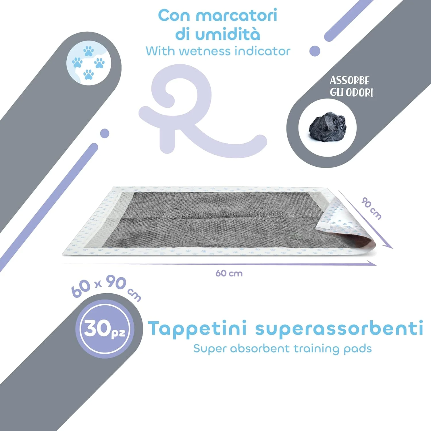 پد بهداشتی سگ رکورد با کربن فعال آمریکایی و قابلیت پرتاب برای سگ‌ها، فوق‌العاده جاذب، پد بهداشتی برای سگ‌ها 60 × 90 سانتی‌متر، بسته 30 عددی یکبار مصرف، مقاوم در برابر پارگی و بدون بو، مناسب برای سگ‌های بزرگ