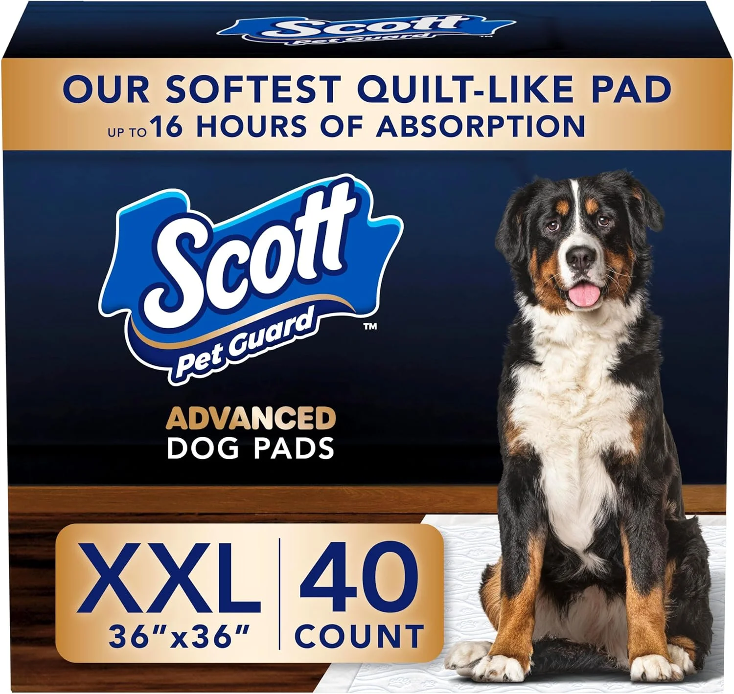 پدهای سگ اسکات پت گارد پیشرفته - پدهای ادرار آموزش سگ برای سگ های بزرگ و خیلی بزرگ - جذب تا 16 ساعت با کنترل بو - نرم ترین پدهای ادرار سگ لحافی - XXL - 36" x 36" - بسته 40 عددی