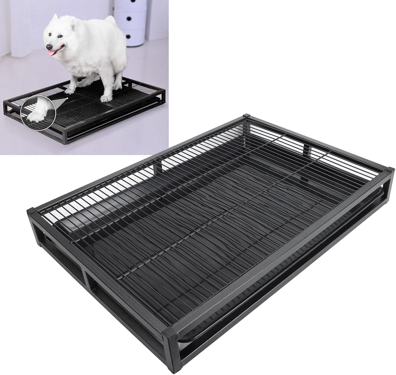 سینی دستشویی سگ، سینی فلزی آموزش توالت سگ، توالت آموزشی سگ قابل استفاده مجدد، نگهدارنده پد ادرار سگ برای داخل و خارج از منزل (بزرگ)