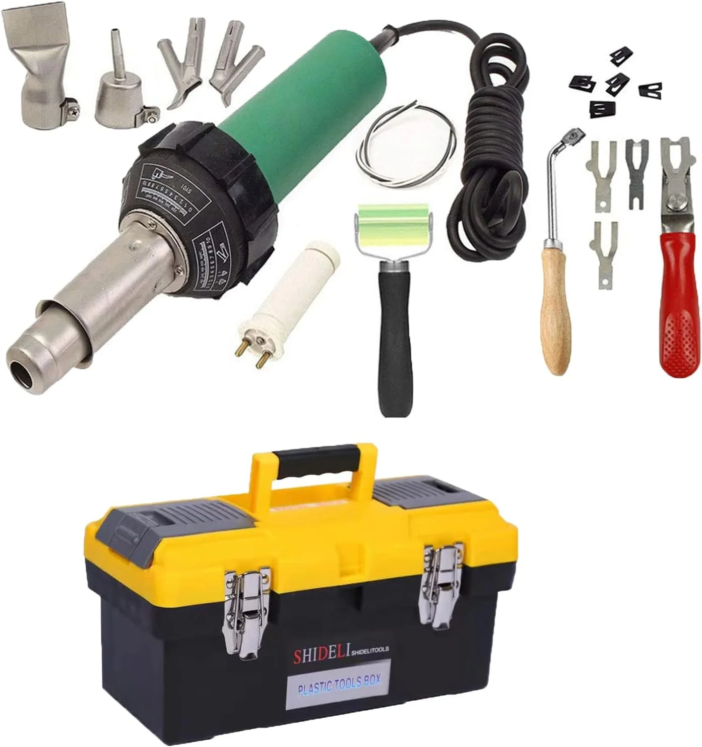 دستگاه جوش پلاستیک بادی گرم XELDEC، جوشکار پلاستیک دستی 1600 وات، ابزار کفپوش، کیت جوشکاری کفپوش