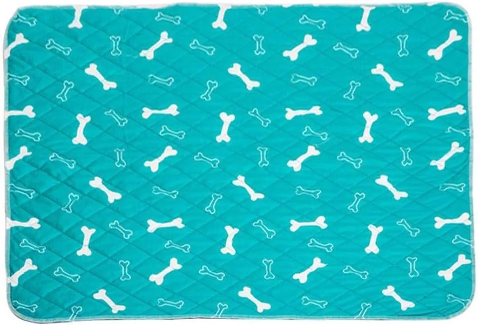 پد آموزش ادرار سگ، ضد آب، قابل شستشو و استفاده مجدد با طرح استخوان، جذب فوق العاده برای توله سگ، زایمان سگ، سبز، سایز M، مدل 2