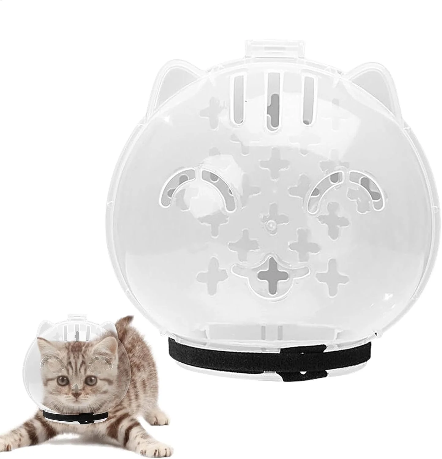 ماسک گربه، پوزه بند شفاف کلاه گربه ای 13.8 * 13.6 * 6.5 سانتی متر، پوزه بند شفاف مناسب برای گربه های با وزن 2.2 تا 4 کیلوگرم، میدان دید گسترده، ایمن و راحت، قابل تنفس و قابل حمل