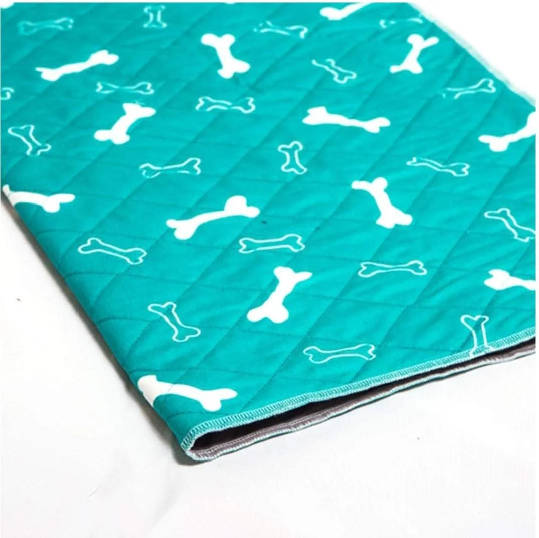 پد آموزش ادرار سگ، ضد آب، قابل شستشو و استفاده مجدد با طرح استخوان، جذب فوق العاده برای توله سگ، زایمان سگ، سبز، سایز M، مدل 2