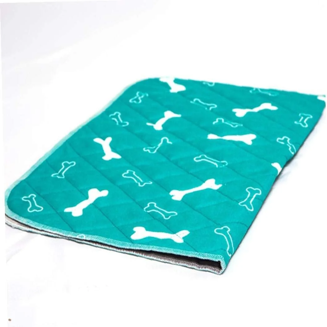 پد آموزش ادرار سگ، ضد آب، قابل شستشو و استفاده مجدد با طرح استخوان، جذب فوق العاده برای توله سگ، زایمان سگ، سبز، سایز M، مدل 2