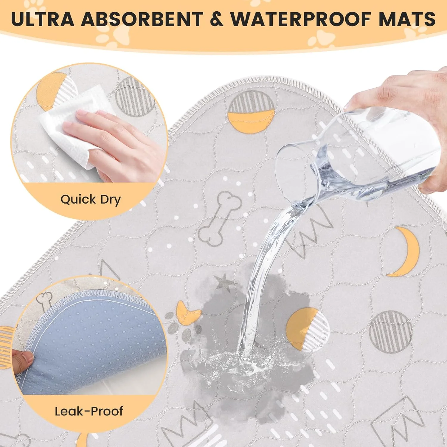 پدهای ادرار قابل شستشو UPSKY برای سگ، بسته 2 عددی، پدهای توله سگ قابل استفاده مجدد، پدهای آموزشی ضد آب حیوانات خانگی، زیراندازهای ضد لغزش سگ، پدهای زایمان سریع جاذب برای محوطه بازی، دستشویی، جعبه، تخت، 122x152 سانتی متر