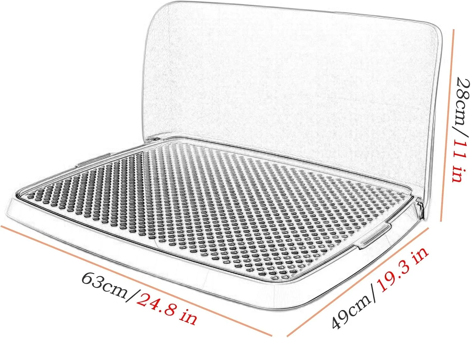 سینی آموزش ادرار توله سگ YXX با دیوار تاشو، توالت پلاستیکی سگ برای سگ های کوچک، متوسط ​​و بزرگ، نگهدارنده پد ادرار حیوانات خانگی برای حمام (رنگ: قهوه ای، اندازه: 63×49×28 سانتی متر)
