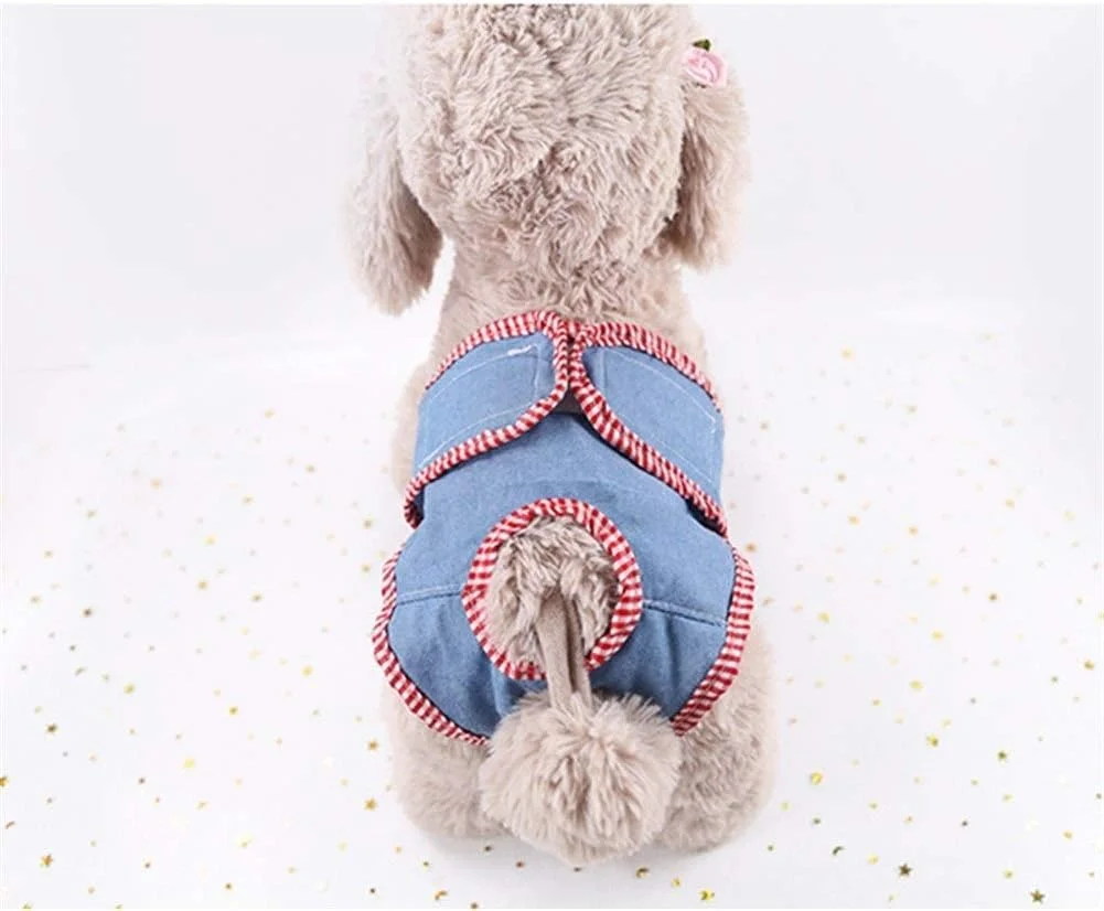 شورت بهداشتی سگ ژنگ پینگ پای، شورت سگ ماده قابل شستشو، لباس زیر قاعدگی، شورت جین سگ (رنگ: آبی، سایز: XL)