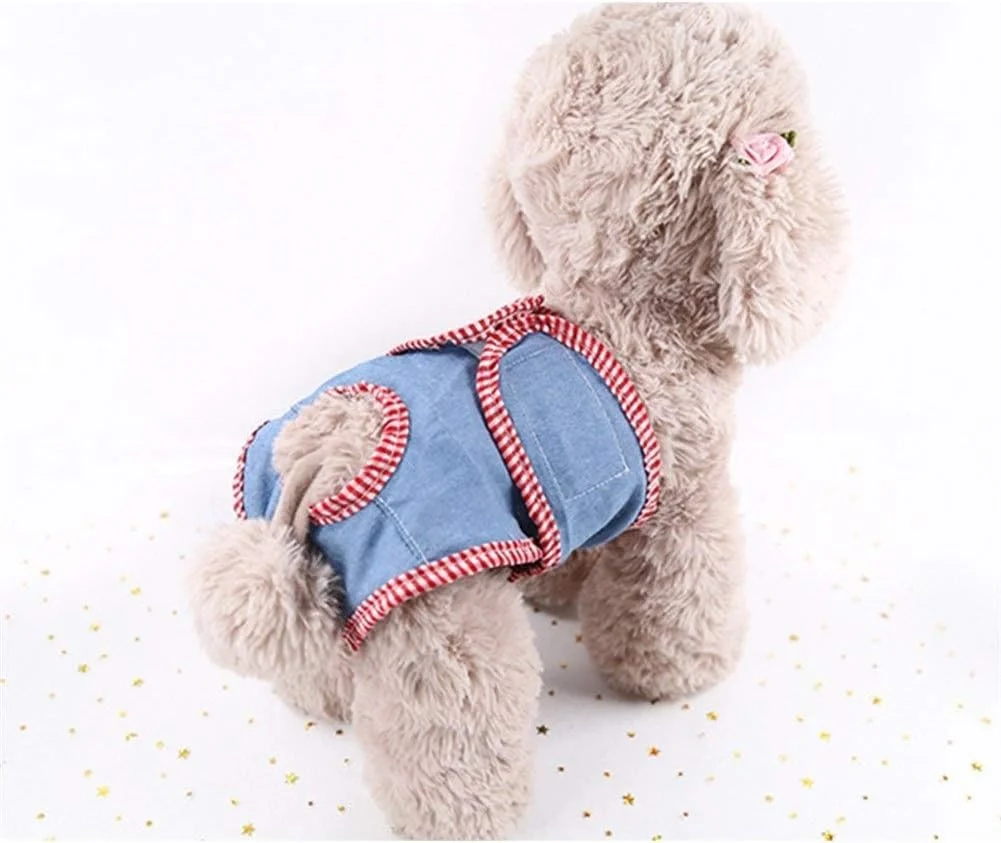 شورت بهداشتی سگ ژنگ پینگ پای، شورت سگ ماده قابل شستشو، لباس زیر قاعدگی، شورت جین سگ (رنگ: آبی، سایز: XL)