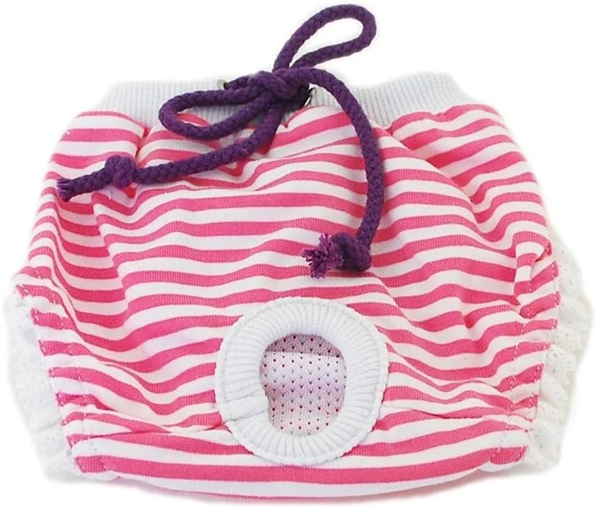 شورت بهداشتی سگ ماده ژنگ پینگ پای، شورت و پوشک سگ قابل شستشو برای دوران قاعدگی (رنگ: صورتی، سایز: S)