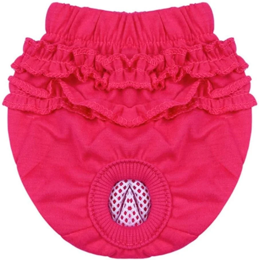 شورت بهداشتی سگ و گربه ژنگ پینگ پای، شورت سگ، لباس زیر سگ، شورت بهداشتی قابل شستشو برای سگ ماده کوچک، مناسب توله سگ و بچه گربه (رنگ: قرمز رز، سایز: S)