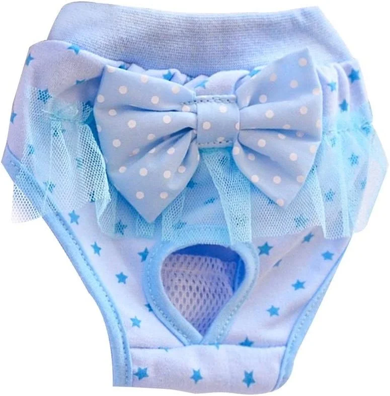 شورت بهداشتی سگ ژنگ پینگ پای، پوشک سگ قابل شستشو، شورت سگ ماده، لباس زیر قاعدگی، شورت حیوانات خانگی (رنگ: آبی، سایز: S)
