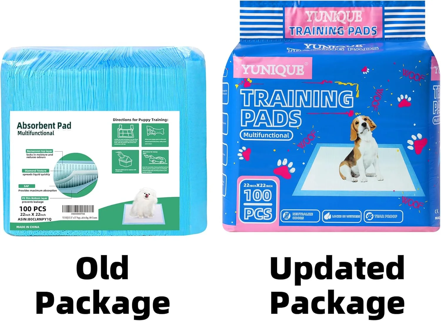 پدهای آموزشی سگ و گربه YUNIQUE سایز 22" x 22" در بسته 100 عددی