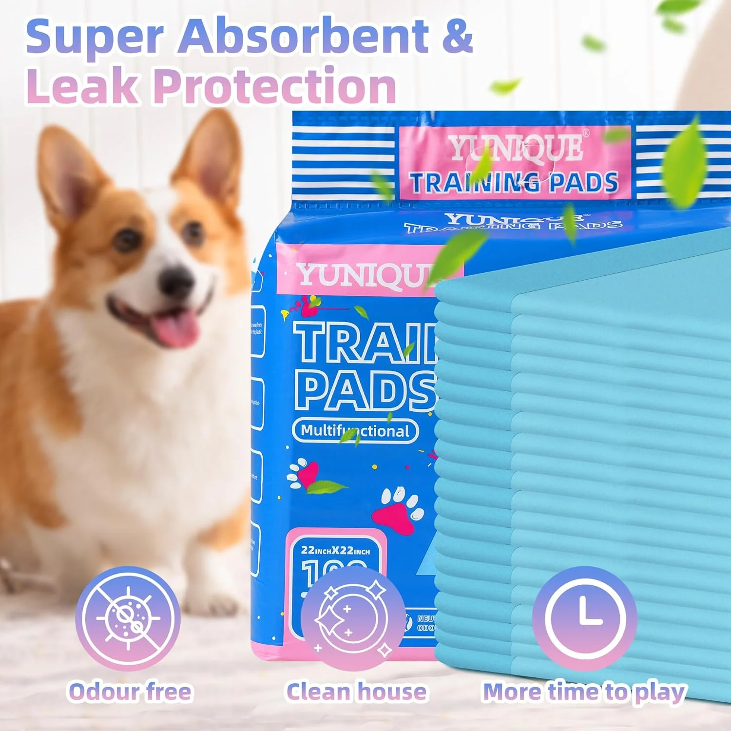 پدهای آموزشی سگ و گربه YUNIQUE سایز 22" x 22" در بسته 100 عددی