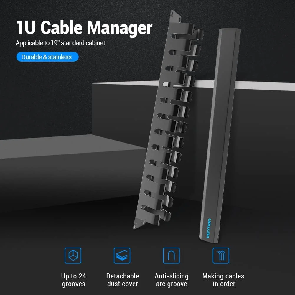 مدیریت کننده کابل شبکه اترنت VENTION مدل KHAB0 1U برای کابینت استاندارد 19 اینچی، فولاد نورد سرد و پوشش پودری (مدیریت کننده کابل 1U، 1 عدد) مدیریت کننده کابل شبکه اترنت VENTION مدل KHAB0 1U برای کابینت استاندارد 19 اینچی، فولاد نورد سرد و پوشش پودری (مدیریت کننده کابل 1U، 1 عدد)