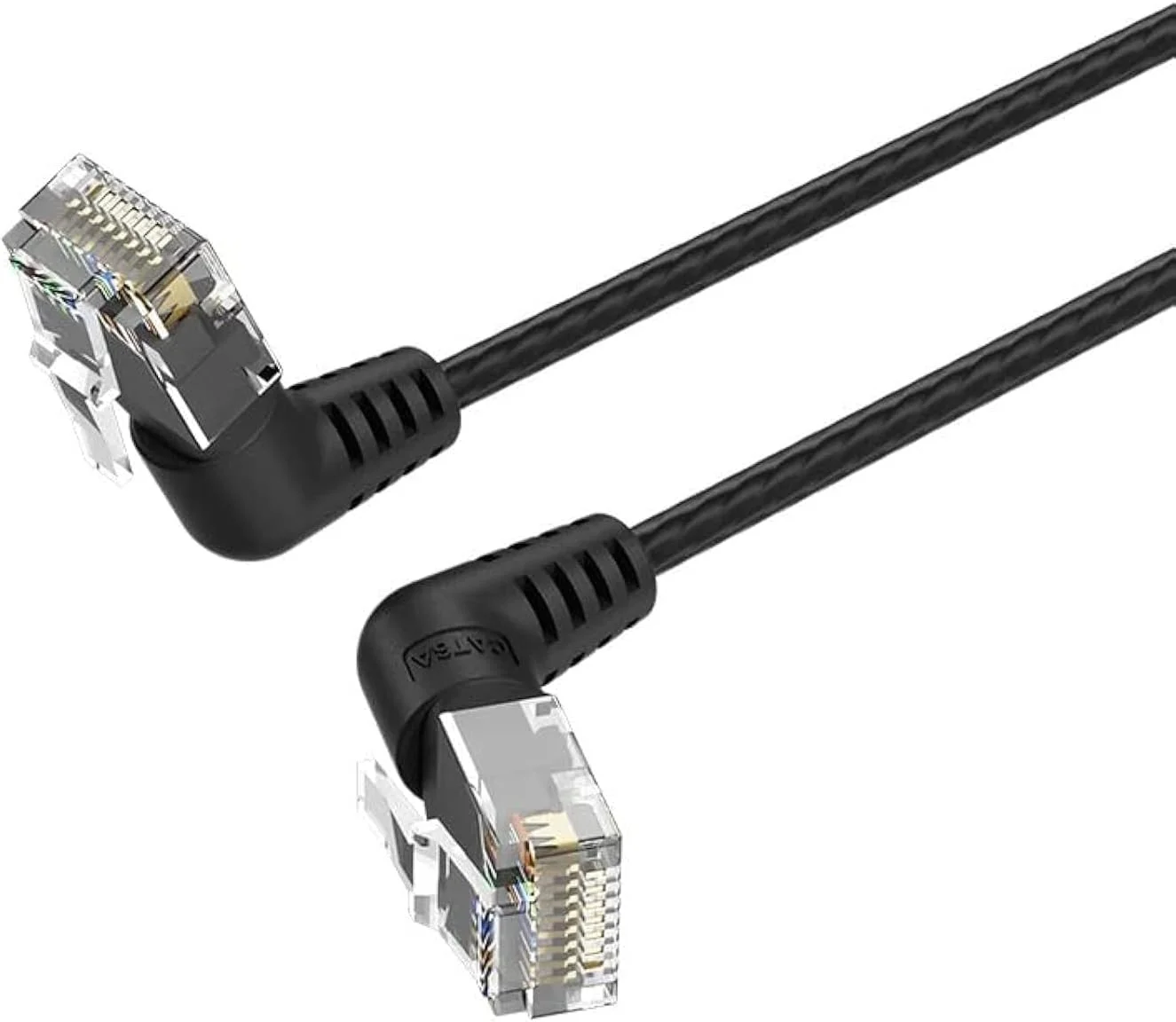 کابل شبکه VENTION Cat.6A UTP با سرعت انتقال 10 گیگابیت بر ثانیه، زاویه راست و پلاگین چرخان 360 درجه، مس بدون اکسیژن (مشکی، 1 متر)