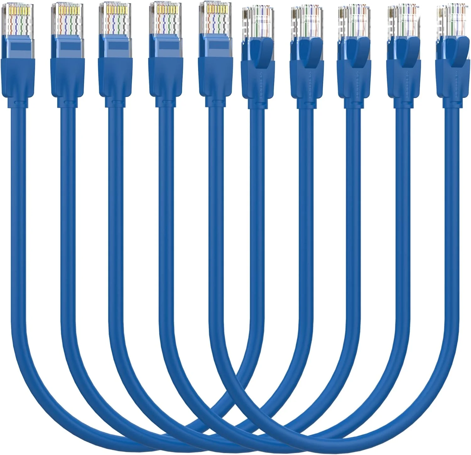 کابل شبکه Vention Cat.6 UTP سری IBE با روکش آلومینیوم مسی، سرعت 1000 مگابیت بر ثانیه، پهنای باند 250 مگاهرتز، فویل آلومینیومی و روکش PVC (0.5 متر [X5]، Cat.6 UTP، آبی)