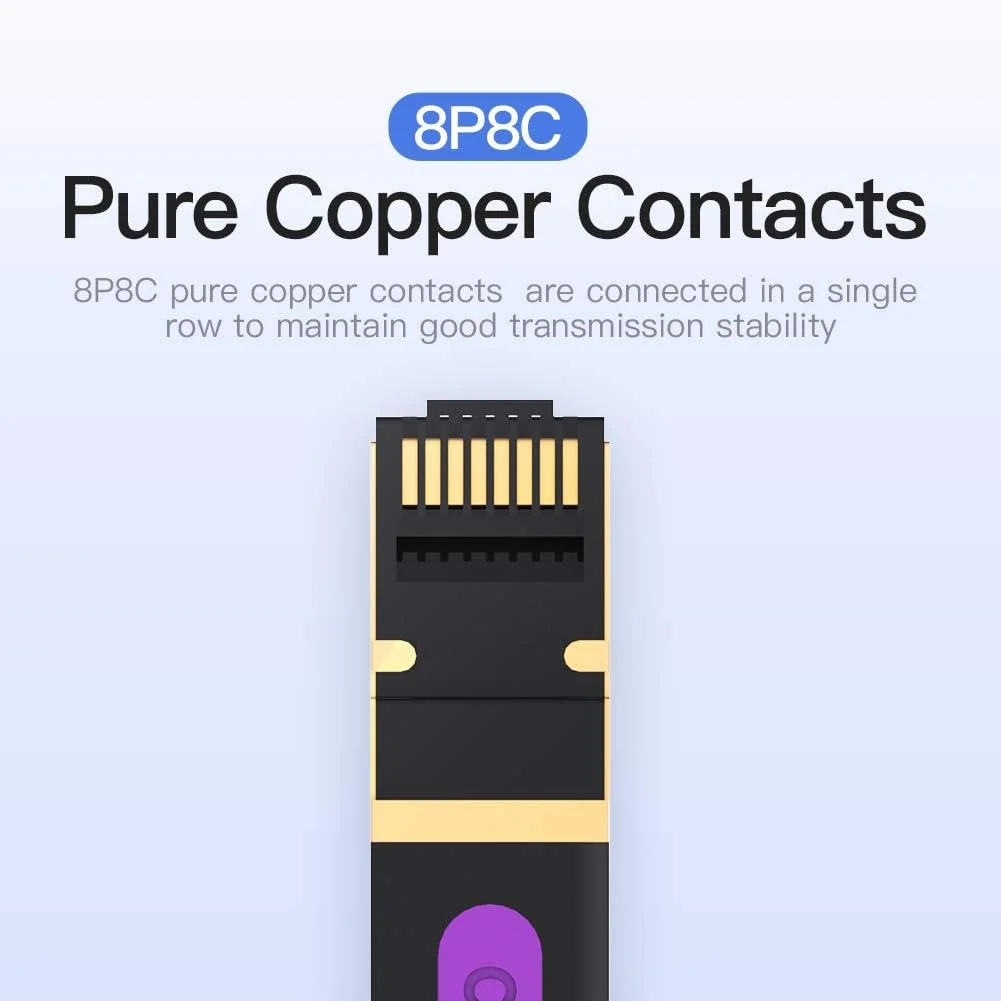 کابل تخت اترنت VENTION CAT 7 RJ45، پچ کورد پرسرعت 10 گیگابیت بر ثانیه @600 مگاهرتز/ثانیه STP، سازگار با سوئیچ، روتر، مودم، پچ پنل، اکسس پوینت، پچ فیلدها (کابل تخت، 1 متری)