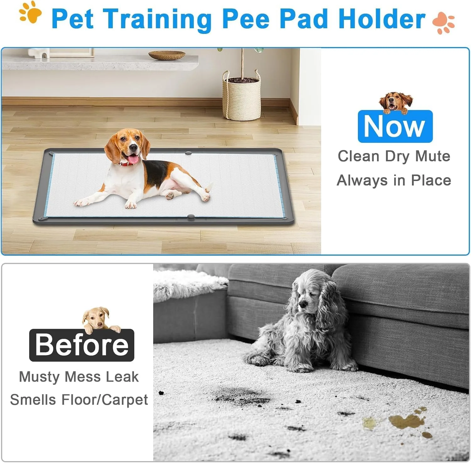 نگهدارنده پد ادرار سگ YOUWE7 برای پدهای آموزشی سگ، سینی پد دستشویی نرم با لبه بلند ضد نشت برای محافظت از کف، 60 در 90 سانتی متر، زیرانداز بستر سگ و گربه ضد لغزش مناسب برای پدهای ادرار یکبار مصرف و قابل شستشو